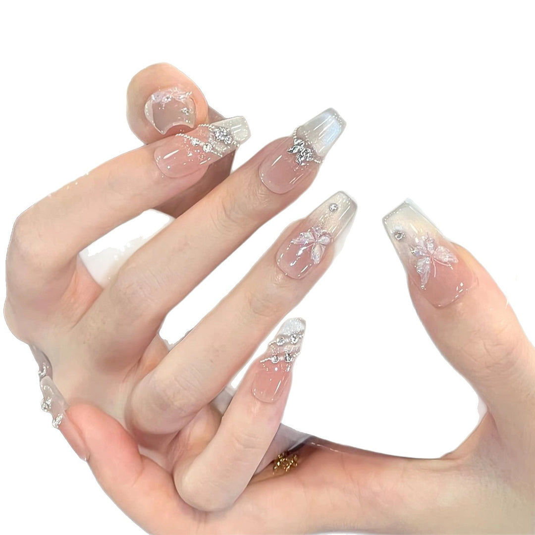 Decorative Press-On Nail Set with Butterfly Accents Bowlift