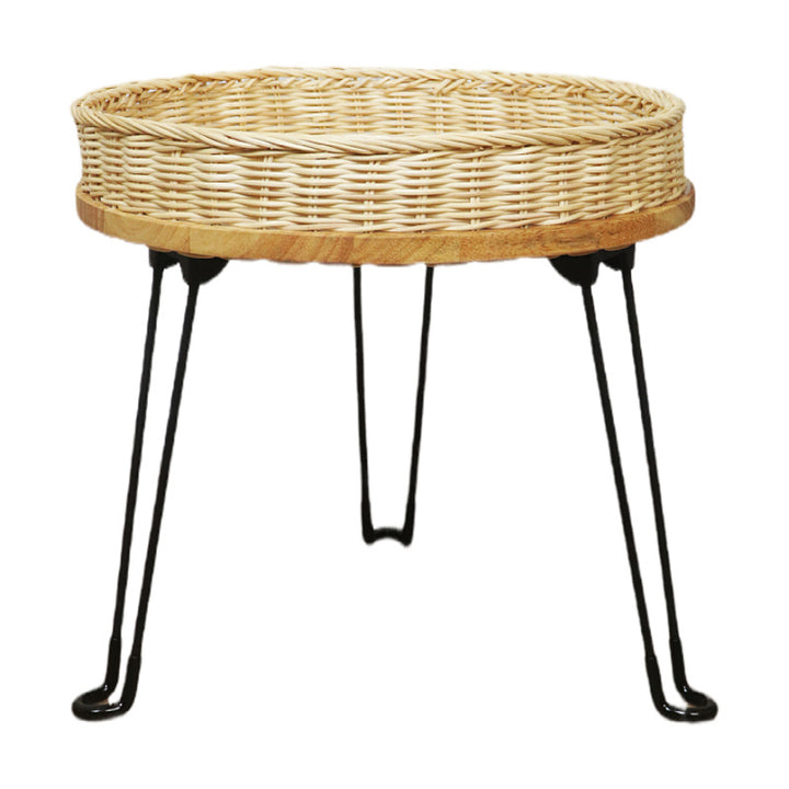 Decorative side table made of braided material Bowlift