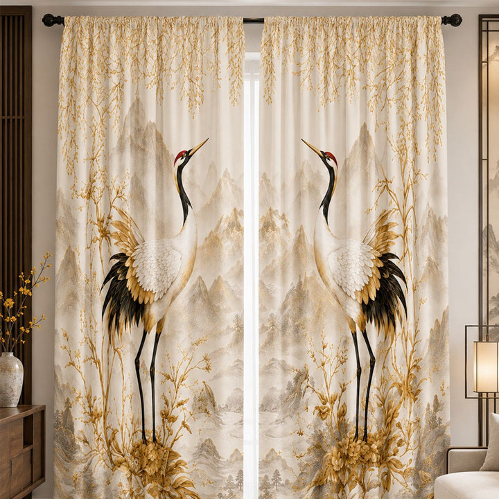 Artistic Floral Print Window Drapes