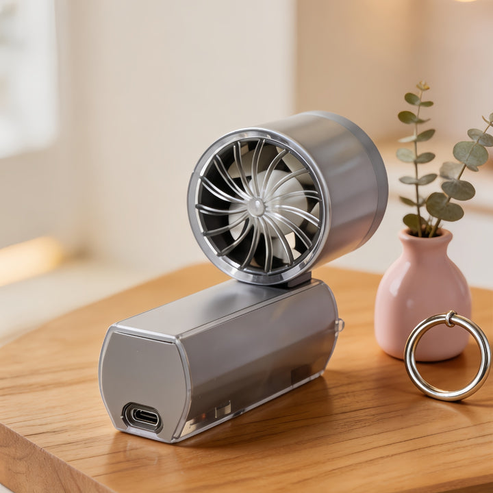 Women Portable Mini Fan with Digital Display and LED Lighting Bowlift