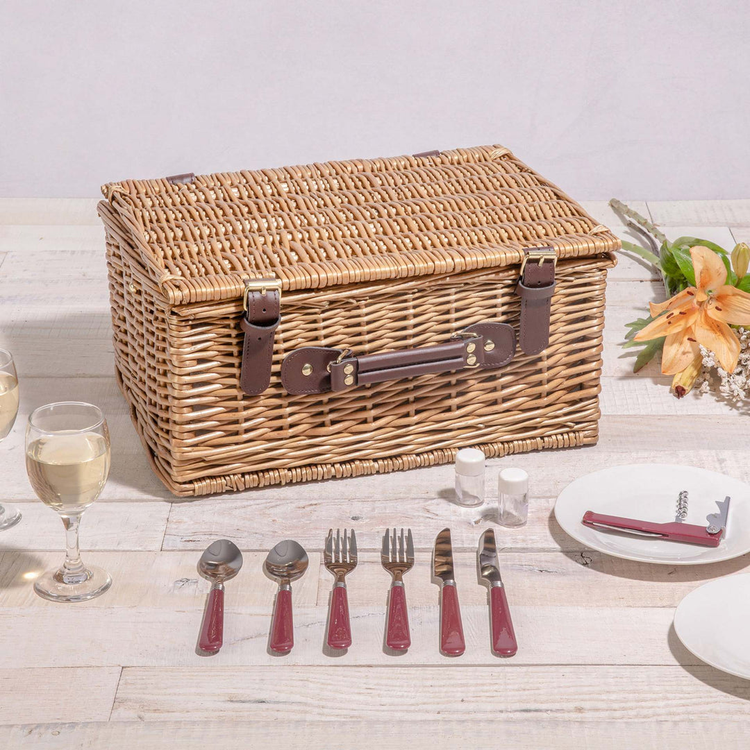 Ladies High-Quality Picnic Basket with Integrated Dish Set and Insulated Inner Pocket Bowlift