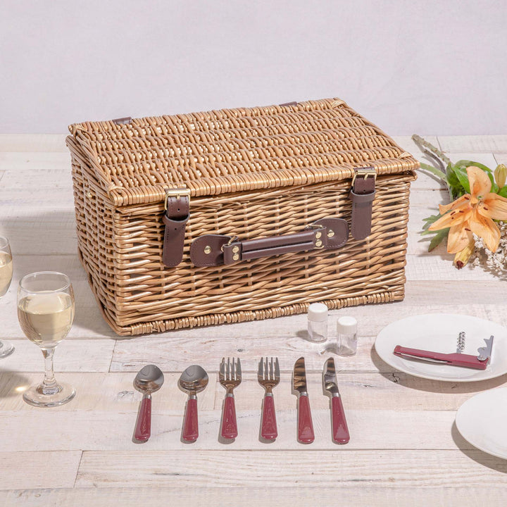 Ladies High-Quality Picnic Basket with Integrated Dish Set and Insulated Inner Pocket Bowlift