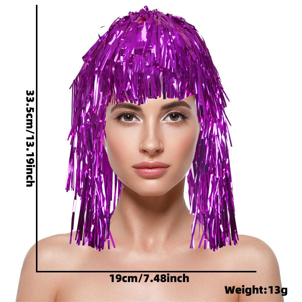Women's nan metallic foil fringe hula skirt with elastic waistband party costume Bowlift