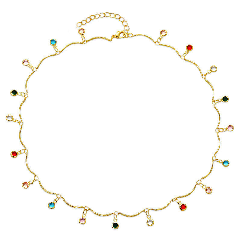 Gold-Plated Gemstone Charm Necklace Bowlift