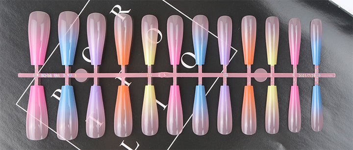 Gradient Ombre Long Press-On Nails Bowlift