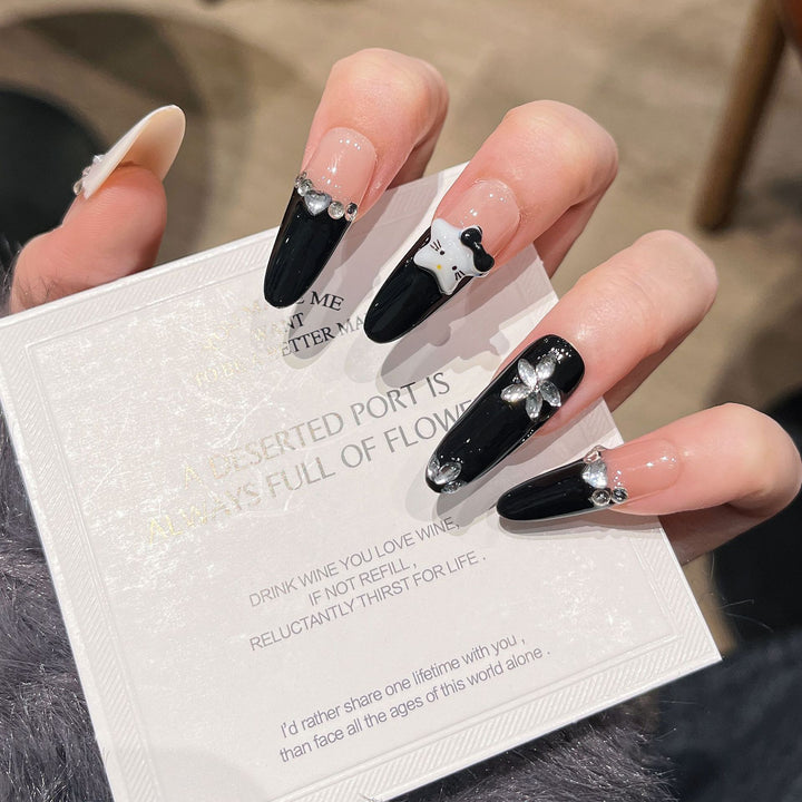 Elegant Nail Art Extensions with Pearl Accents Bowlift