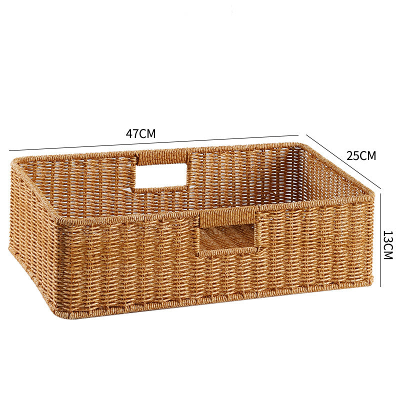 Handwoven Storage Basket with Cutout Handles Bowlift