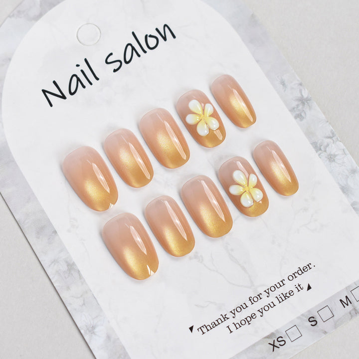 Elegant Floral Press-On Nail Set Bowlift