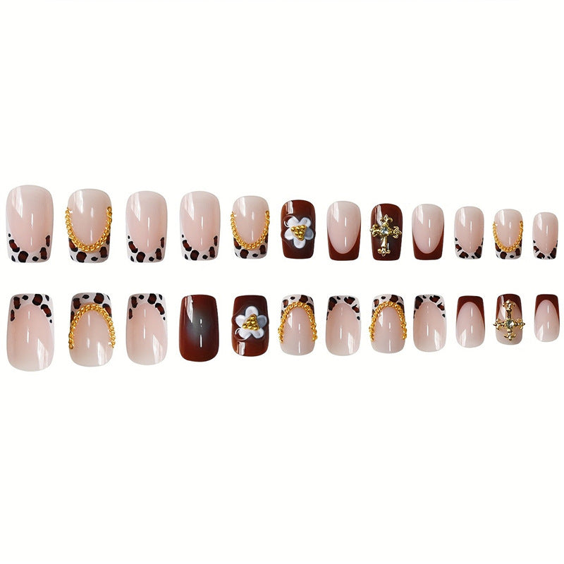 Decorative Floral Press-On Nail Set Bowlift