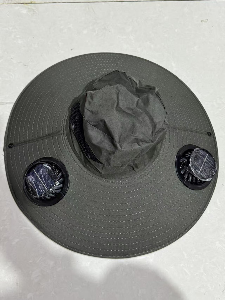 Sunscreen hat with dual USB fans, breathable mesh and adjustable chin strap Bowlift