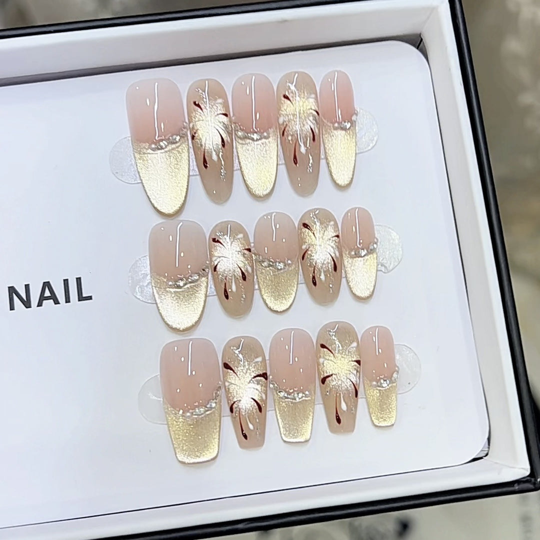 Artistic Floral Pattern Press-On Nail Set Bowlift