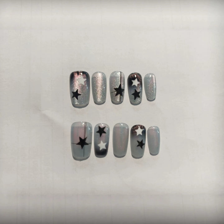 Artistic Star-Pattern Press-On Nail Set Bowlift
