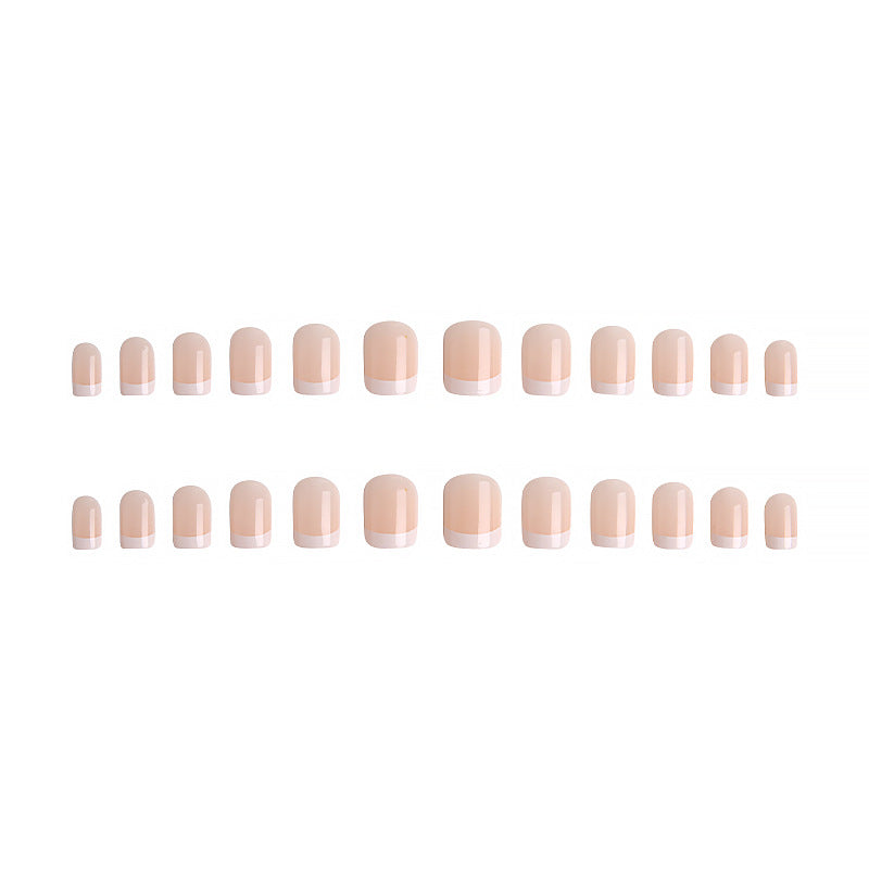 Artificial nail set with elegant French tips and natural shine Bowlift