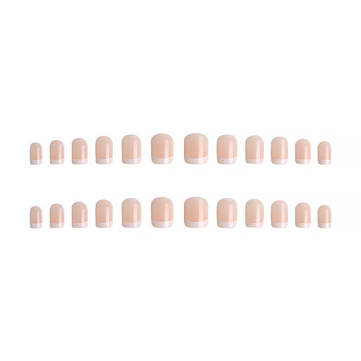 Artificial nail set with elegant French tips and natural shine Bowlift