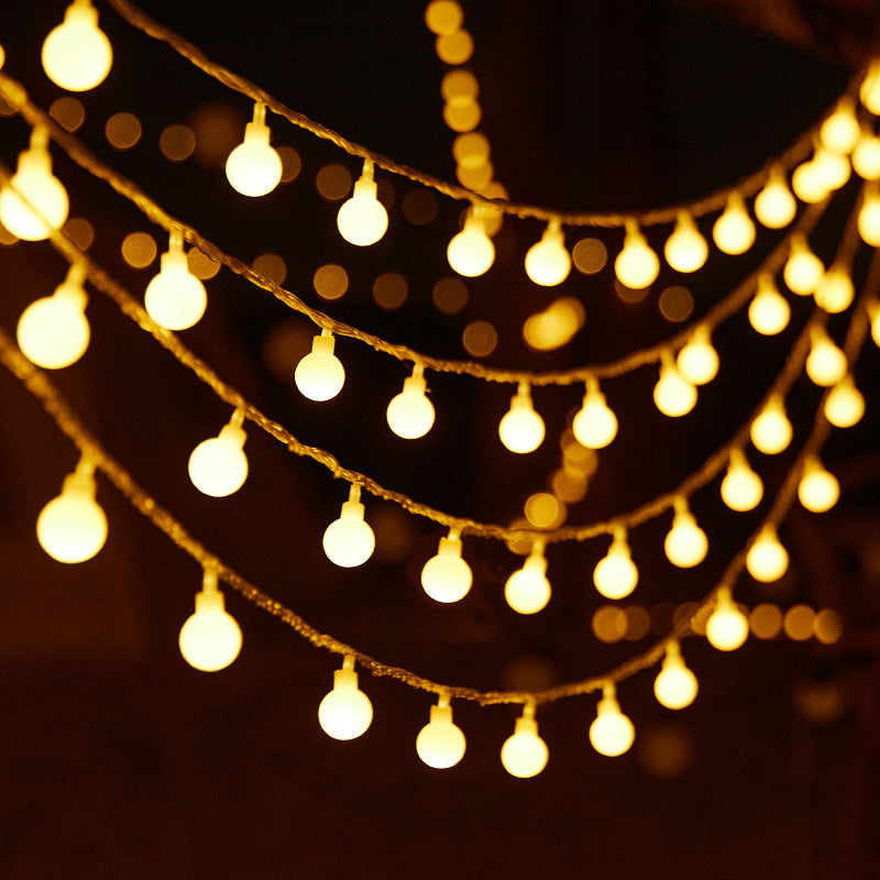 Warm White Star And Globe LED String Garland With Battery Pack And Weatherproof Bulbs Bowlift