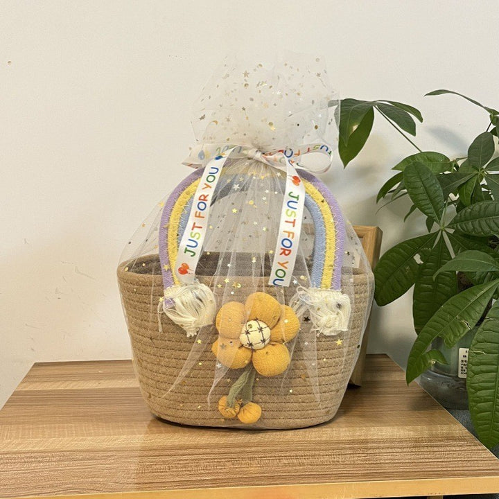 Women's handmade basket bag with color-coordinated handle accents Bowlift