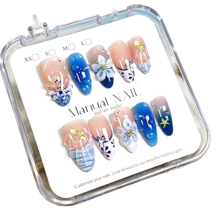 Artistic Floral Press-On Nail Set Bowlift