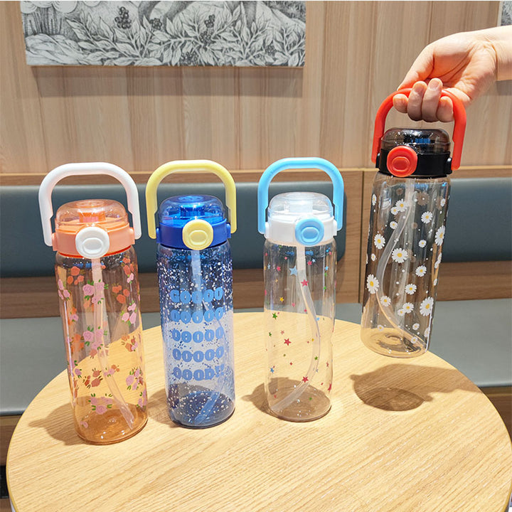 Women’s water bottle with leak-proof lid and integrated straw Bowlift