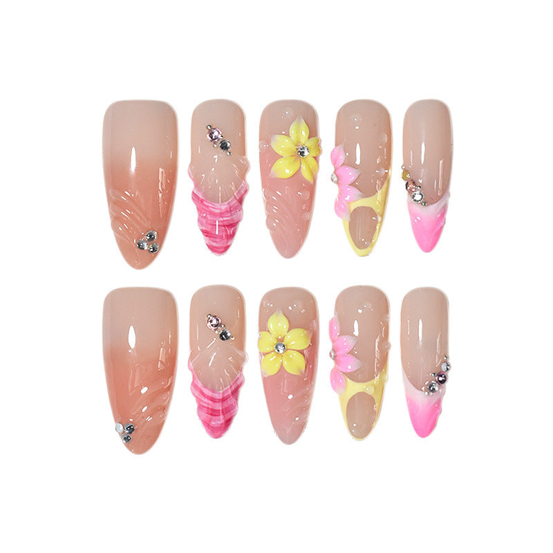 Vibrant Floral Nail Art Extensions Bowlift