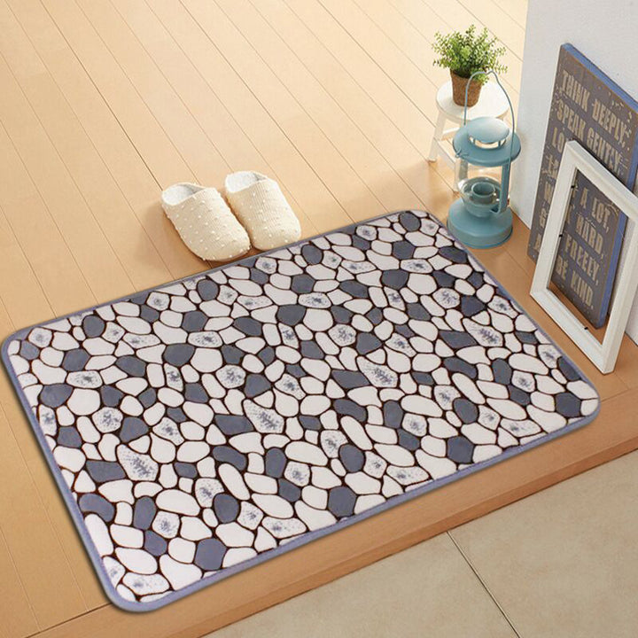 Star-Patterned Plush Bath Mat Bowlift