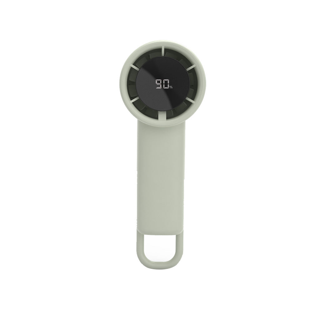 Unisex compact portable hand fan with digital battery display and hanging loop Bowlift