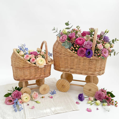 Playful Flower Basket On Wheels Bowlift
