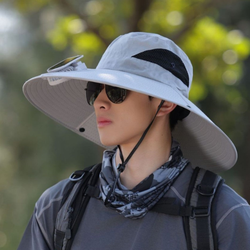 tactical fishing hat with wide brim, mesh ventilation and adjustable chin strap Bowlift