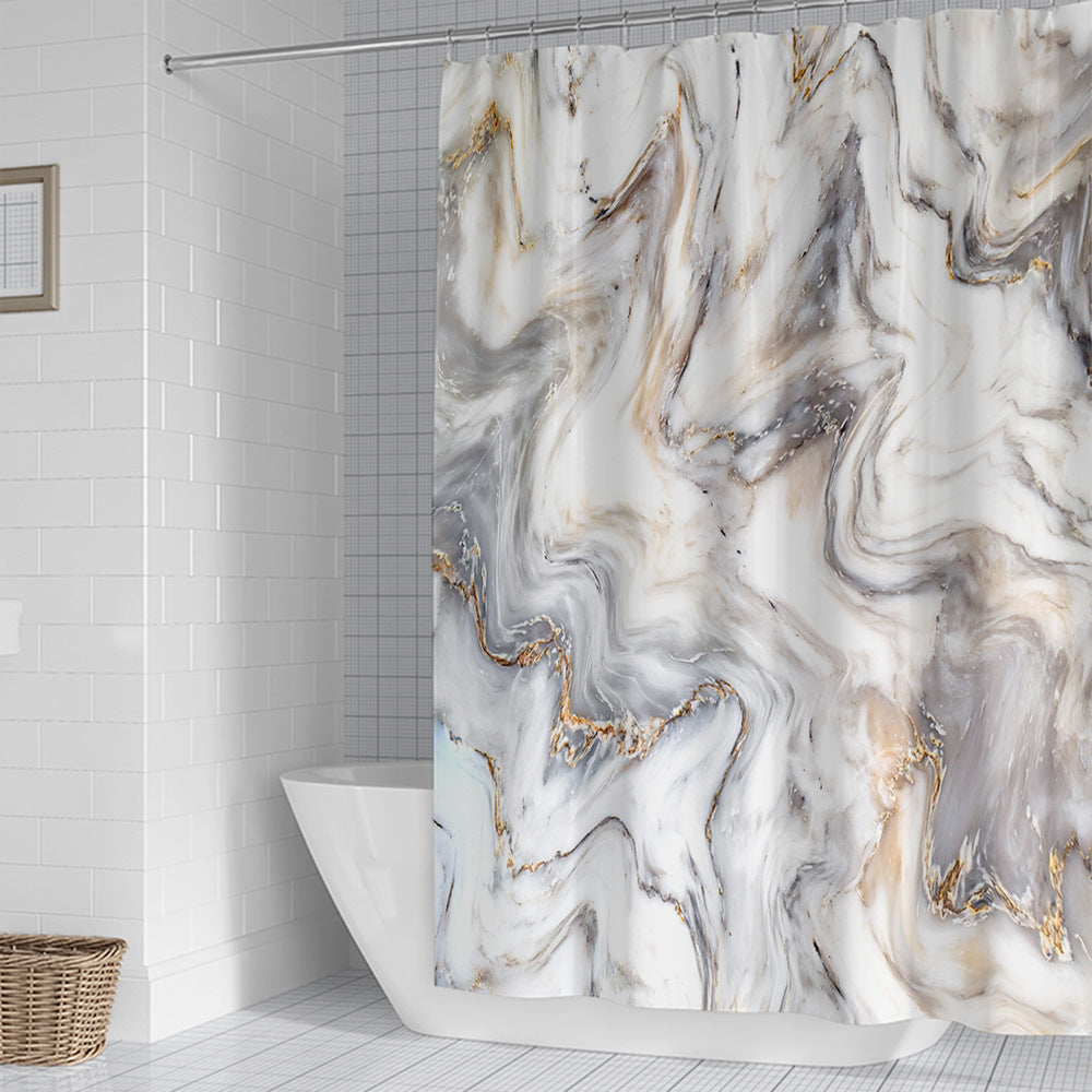 Elegant Marble-Patterned Shower Curtain Bowlift