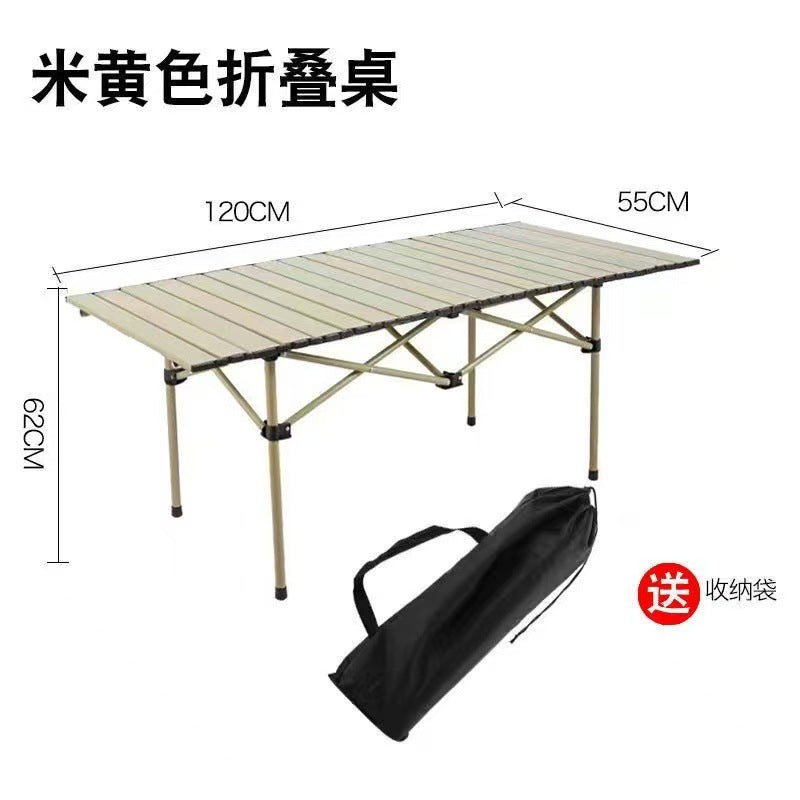 Folding Camping Table With Sturdy Aluminum Frame And Carry Bag Bowlift