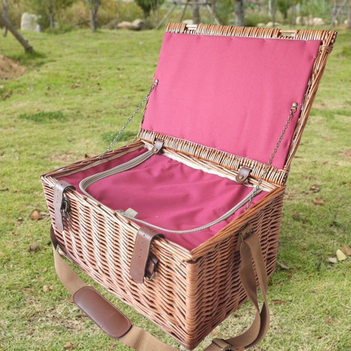 Ladies picnic basket with removable compartments and classic gingham pattern Bowlift