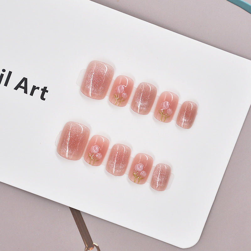 Glamorous Heart-Themed Press-On Nail Set Bowlift