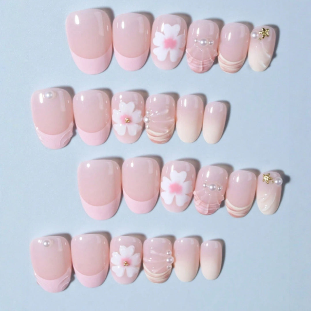 Floral Acrylic Press-On Nails Bowlift