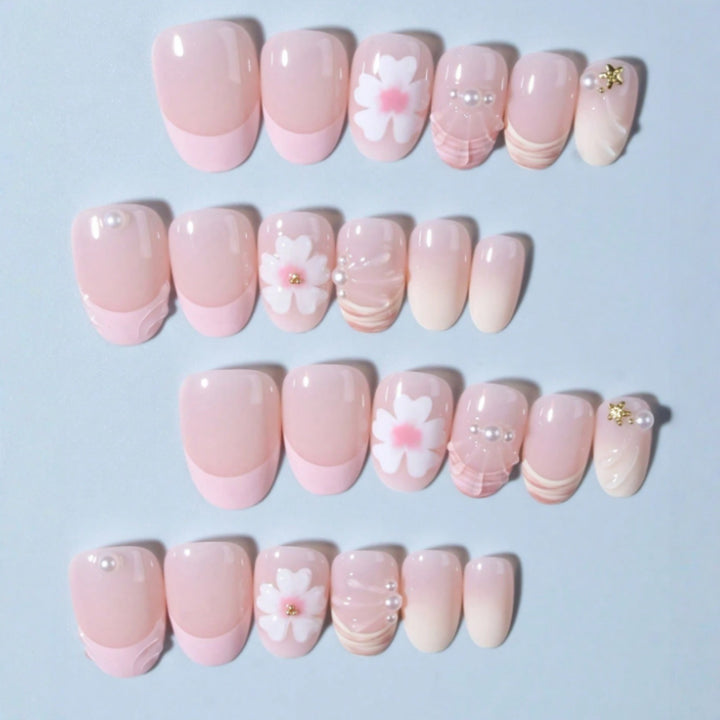 Floral Acrylic Press-On Nails Bowlift