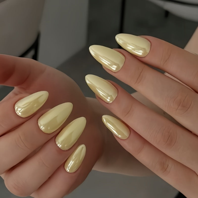 Premium Almond-Shaped Glossy Press-On Nails Bowlift