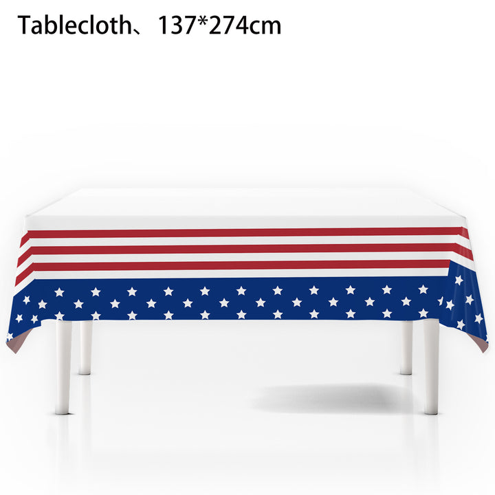 Unisex nan patriotic rectangular party tablecloth with stars and stripes waterproof disposable plastic Bowlift