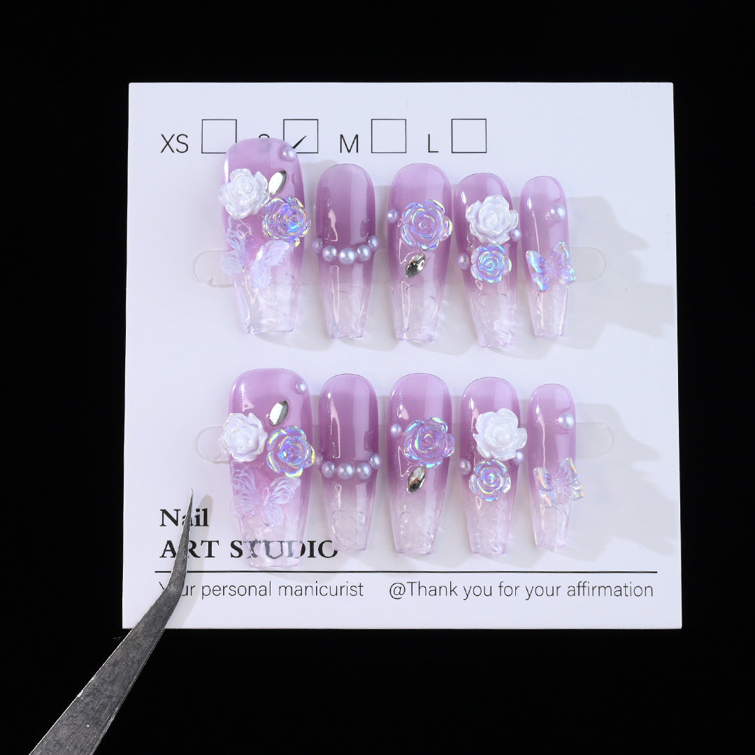 Floral Embellished Press-On Nail Set Bowlift