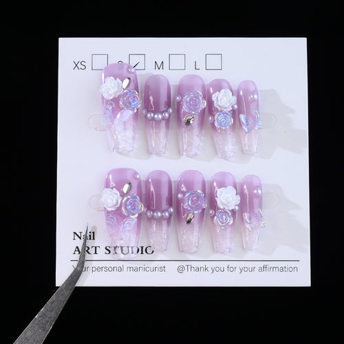 Floral Embellished Press-On Nail Set Bowlift