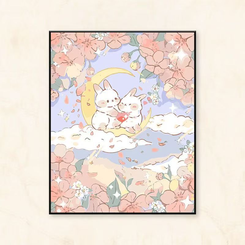 Whimsical Floral and Animal-Themed Canvas Art Print Bowlift
