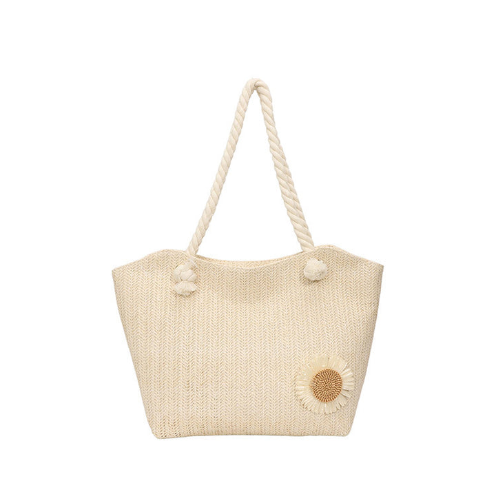 Decorative Floral Embellished Beach Tote Bag Bowlift