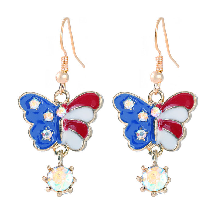 Women's nan patriotic horseshoe enamel dangle earrings with star-accented design and fishhook findings Bowlift