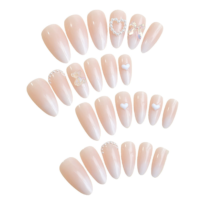 Elegant Press-On Nail Set with Decorative Floral Accents Bowlift