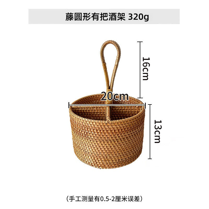 Women's round storage basket made of woven natural material Bowlift