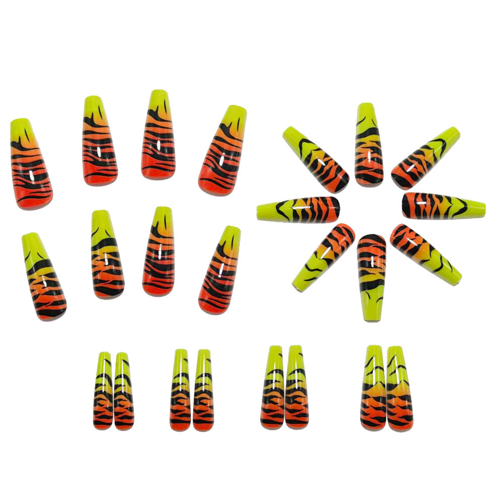 Fashionable Tiger Design Artificial Nails Bowlift