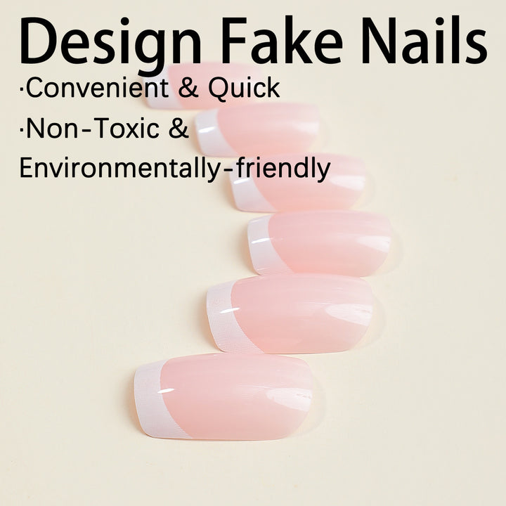 Artificial nail set with elegant French tip decorations Bowlift