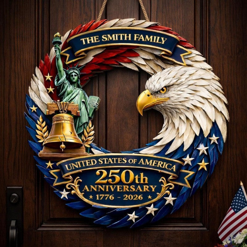 Unisex nan more patriotic door wreath with eagle Statue of Liberty and flag motif Bowlift