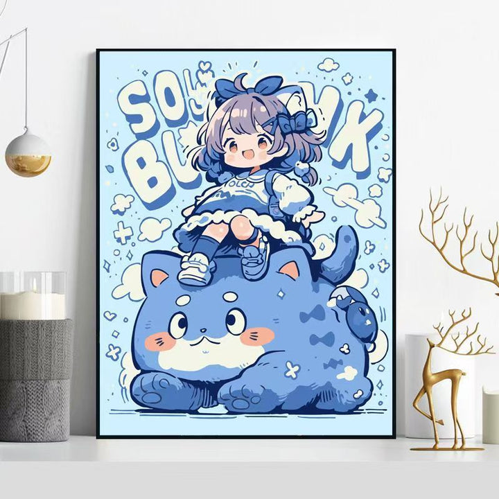 Whimsical Cat-Themed Illustration Wall Art Bowlift