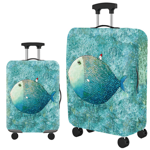 Vintage Travel-Themed Hard Shell Suitcase Bowlift