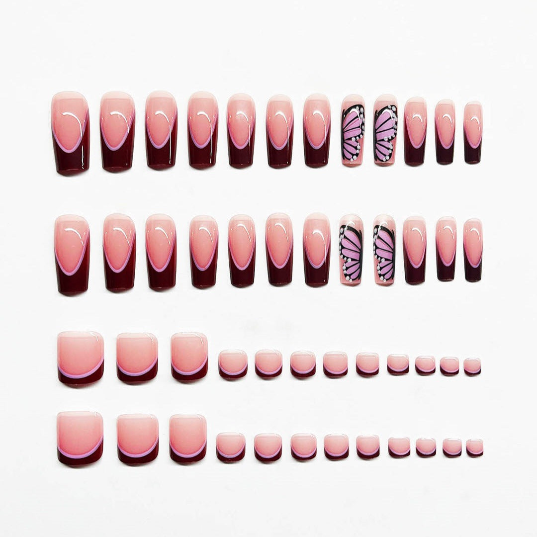 Artistic Butterfly Press-On Nail Set Bowlift