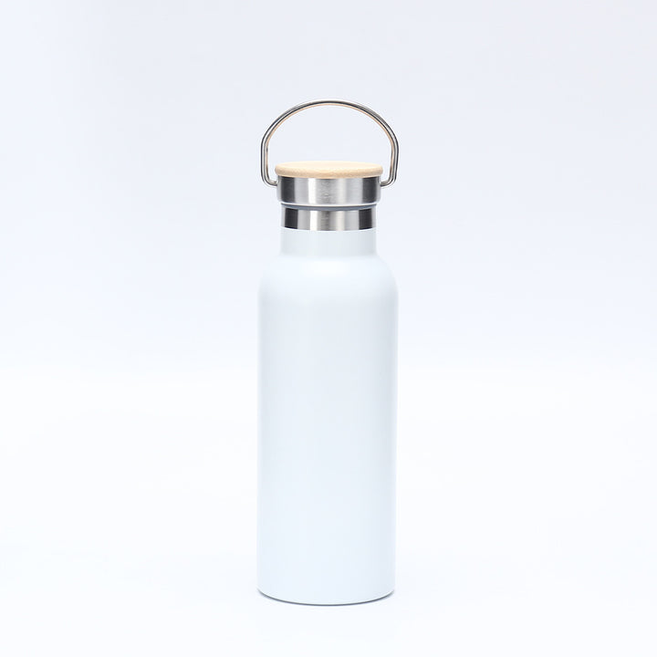 Women's insulated stainless steel drinking bottle with wooden lid Bowlift