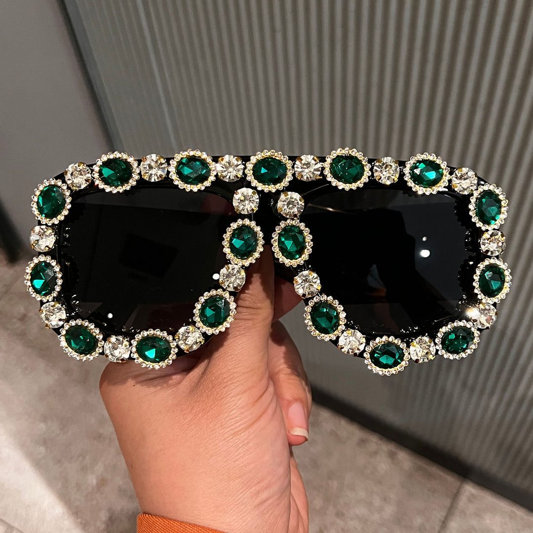 Ladies Glamorous Sunglasses with Sparkling Crystal Frame Bowlift